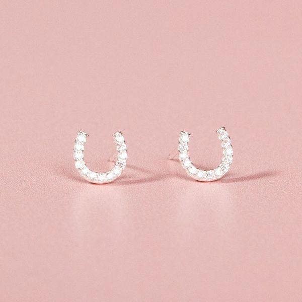 Crystal Horseshoe Stud Earrings - MYLEE London
