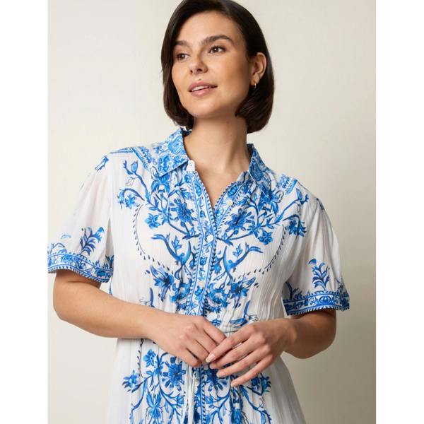 Blue Vanilla Floral Blue Print Drawstring Dress