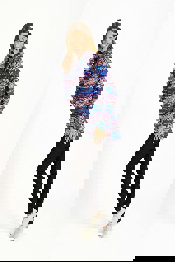 Staggered Print Cowl Neck Top