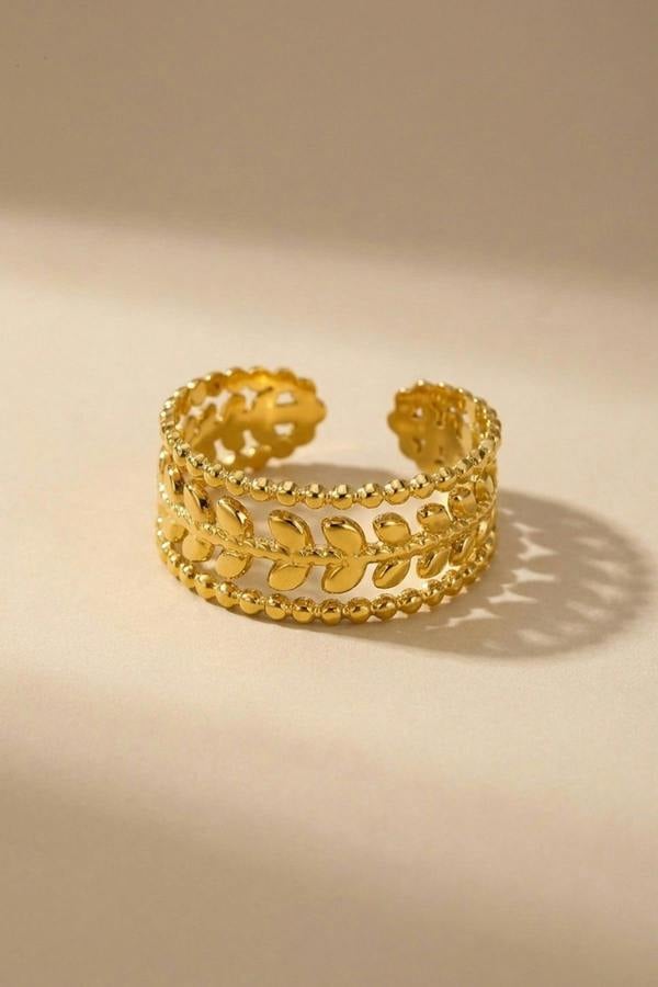 ARIIRA Meadow Gold Tone Open Leaf Band