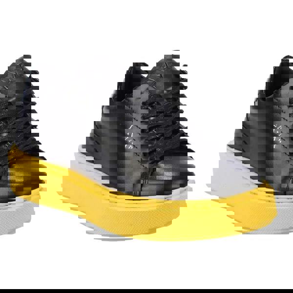 Lavair Mens Luna Logo Leather Trainers - Black/Yellow - 