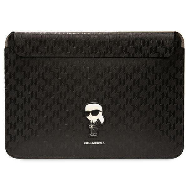 Karl Lagerfeld Saffiano Monogram Ikonik 16" Laptop Sleeve Black - KLCS16SAKHPKK