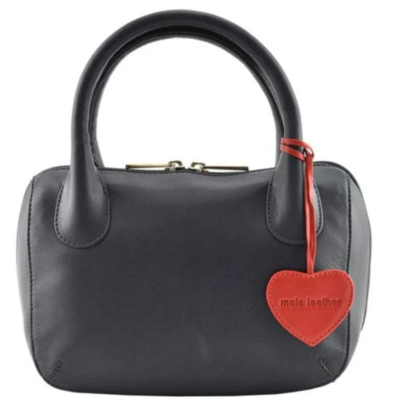 Mala Leather Mini Grab Bag with Heart Detail – Genuine Soft Leather