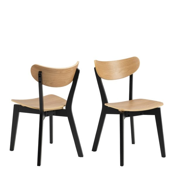 Furniture To Go Roxby Dining Chairs in Black and Oak Set of 2