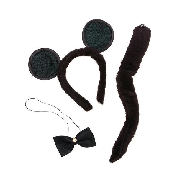 Bristol Novelty Unisex Mouse Ears Bow Tie And Tail Accessories Set - Brown/Black - 