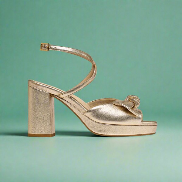 Calla Daisy - Champagne Metallic Block Heels