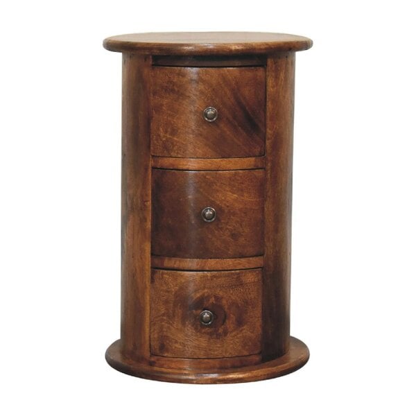 Wyld Haus Olbia Mini Chestnut Mango Wood Drum Chest 3 Drawers