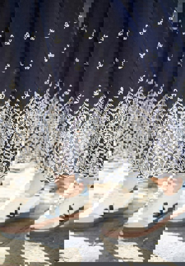 Cora Sleeveless Jersey Bodice Embroidered Midi Dress In Navy - image 4