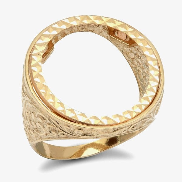 T. H. Baker 9ct Yellow Gold Engraved Victorian Sovereign Ring Mount SR009/F