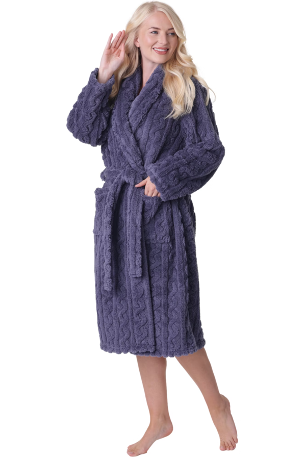 Camille Supersoft Luxury Fleece Jaquard Bathrobe