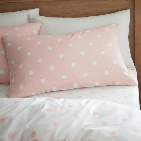HomeSpace Direct Brushed Polka Dot Pink Duvet Cover Set