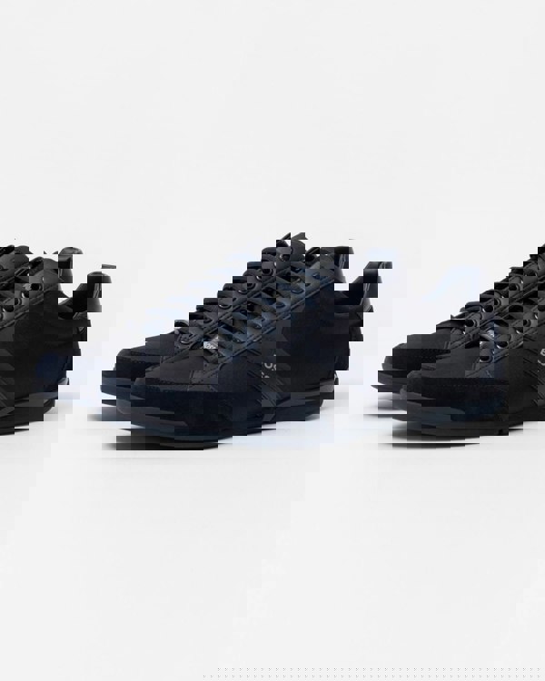 BOSS Orange Saturn Mens Low Profile Mixed Material Trainers With Suede and Faux Leather NOS - Dark Blue 401