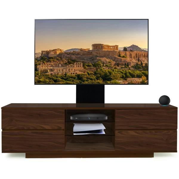 Homeology Avitus Walnut with 4-Walnut Drawers and 3-Shelves up to 65" LED, LCD, Plasma TV Stand with Mounting Arm