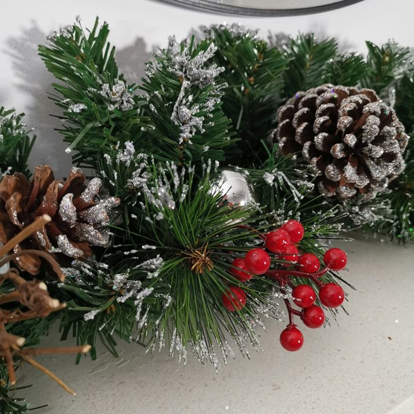 Samuel Alexander Premier 180cm (6ft) Festive Silver Dressed Christmas Garland With Berries Pinecones And Silver Baubles