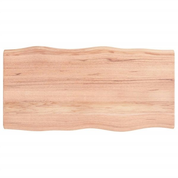 Berkfield Table Top Light Brown 100x50x6 cm Treated Solid Wood Oak Live Edge