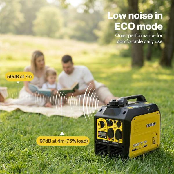 Traderight Inverter Generator 3500W Portable Petrol Quiet Backup Power Pure Sine