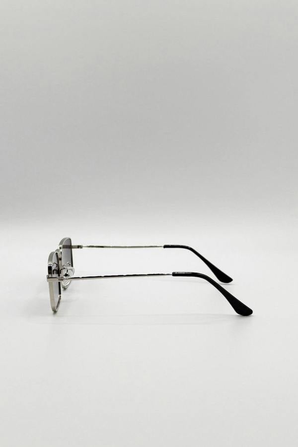 SVNX Vintage Metal Square Sunglasses In Silver