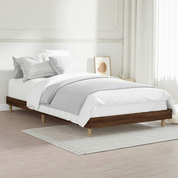 Berkfield Bed Frame Brown Oak 90x200 cm Engineered Wood