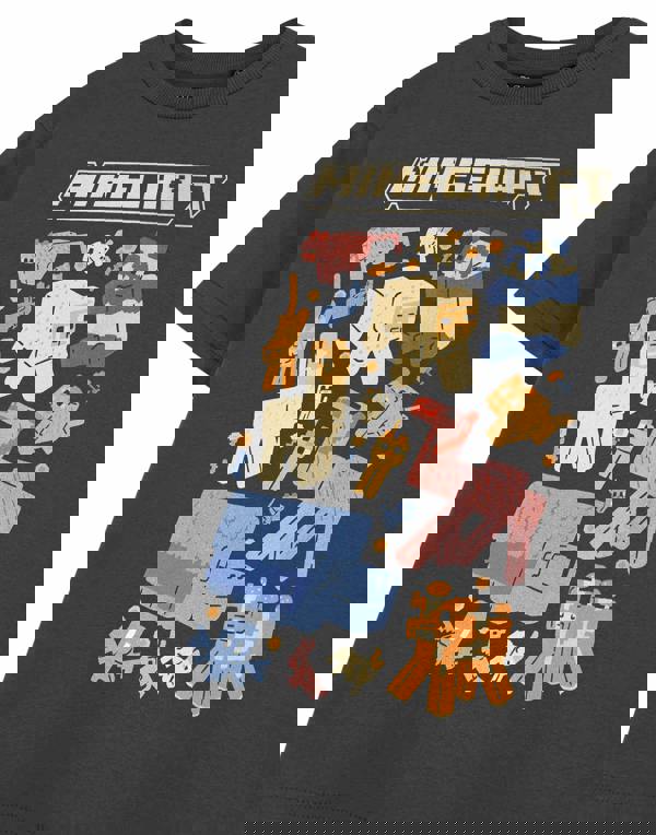 Minecraft Girls Grey Animals Short Sleeved T-Shirt