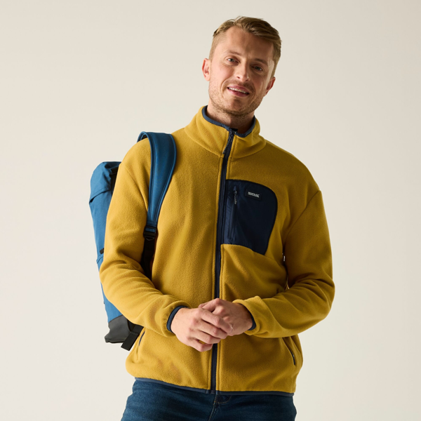Regatta Mens Frankie Full Zip Fleece Jacket - Wood Brown/Navy