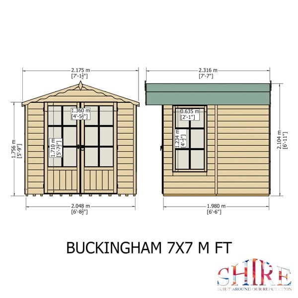 Shire Buckingham 7x7 12mm interlock Clad wooden Summerhouse - Best Shed