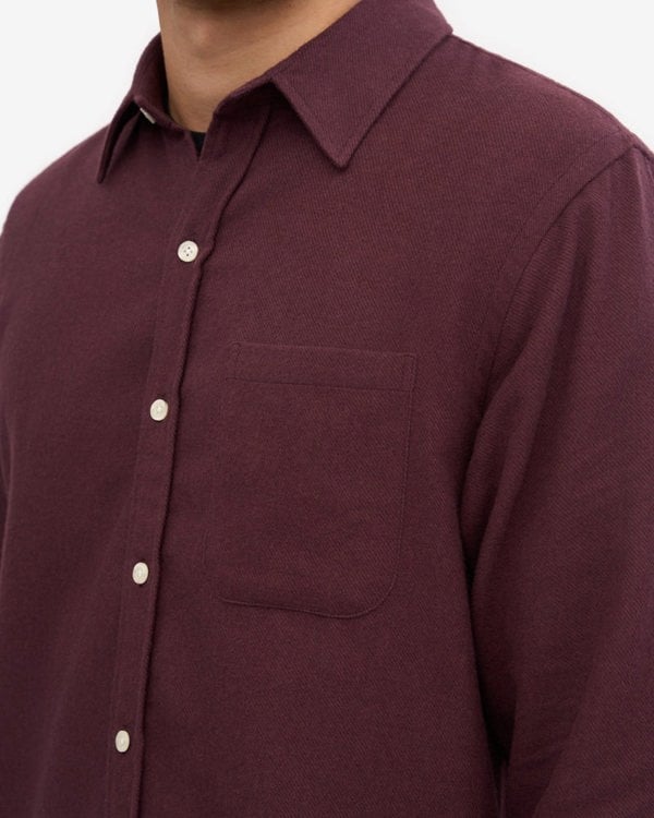 Colorful Standard Mens Organic Flannel Shirt - Oxblood Red