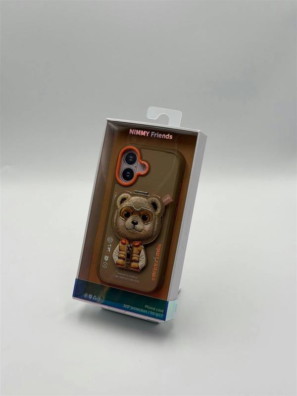 Nimmy Friends Nimmy Cool & Cute 2.0 Bear Case with MagSafe Stand for iPhone 17 6.3" Brown Orange - N-YJKM-CXZJZH-IP17-011-B