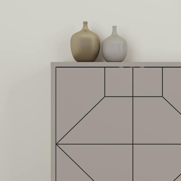 Decortie Dune Gold Marble Effect Geometric 6 Door Sideboard with Metal Legs (W) 181cm