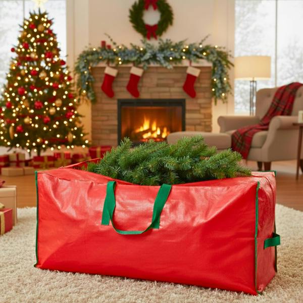 8.5ft Red Christmas Tree Storage Bag for Disassembled Artificial Trees image 9