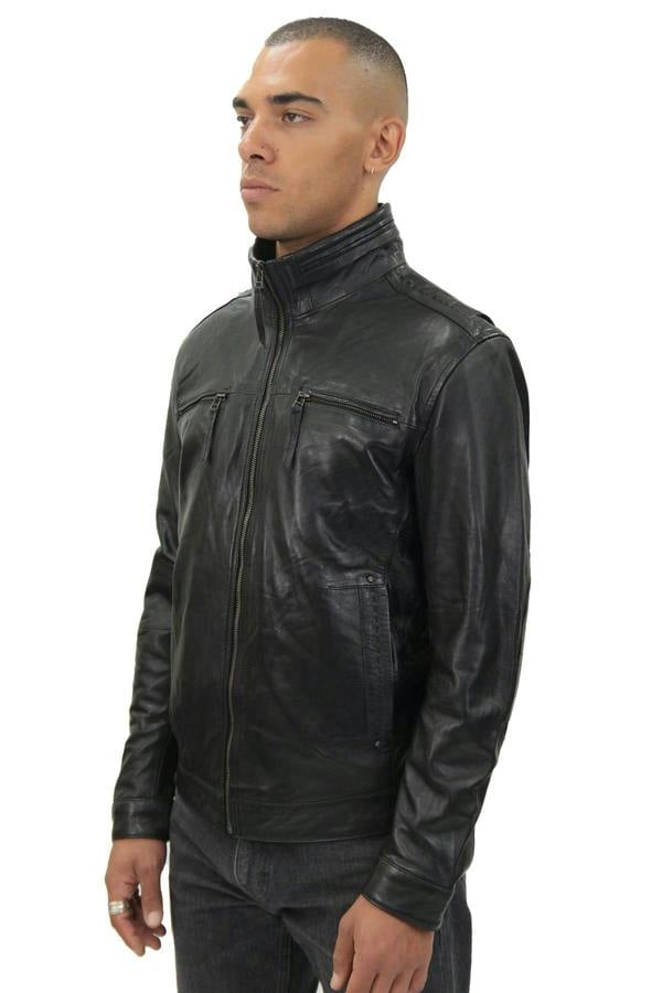 Infinity Leather Mens Classic Leather Biker Jacket-Caracas