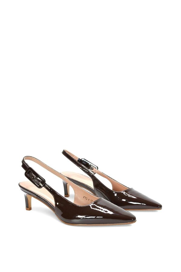 XY LONDON Kitten Heel Court Shoes With Slingback