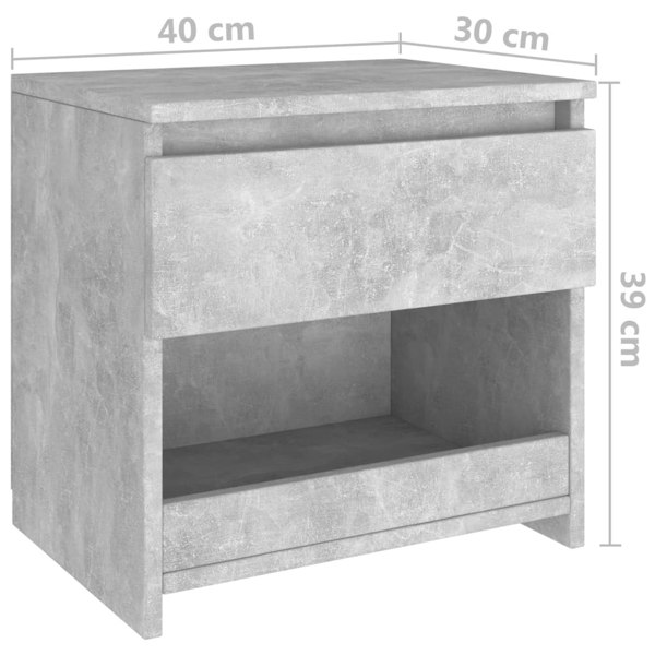 Berkfield Bedside Cabinets 2 pcs Concrete Grey 40x30x39 cm Engineered Wood