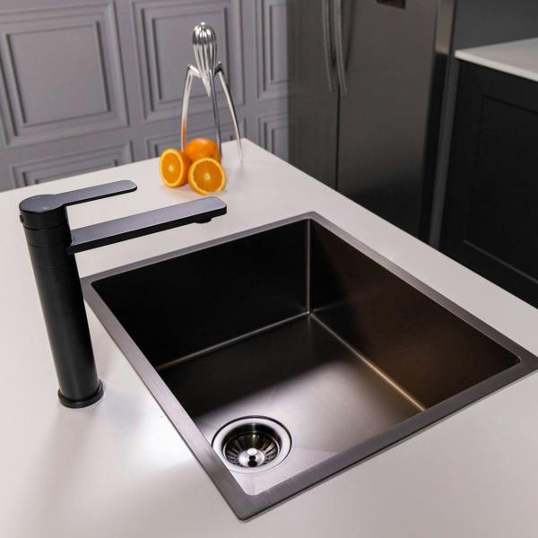 Flode Möckeln | 1.0 Bowl Stainless Steel Kitchen Sink | Inset or Undermounted | Strainer Waste Supplied | Gun Metal Finish