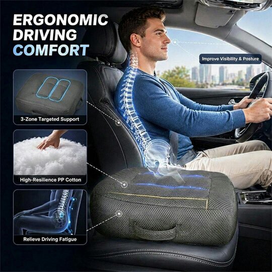 Havendro Car Seat Cushion Car Booster Heightening Driver Posture Cushion Reduce Fatigue