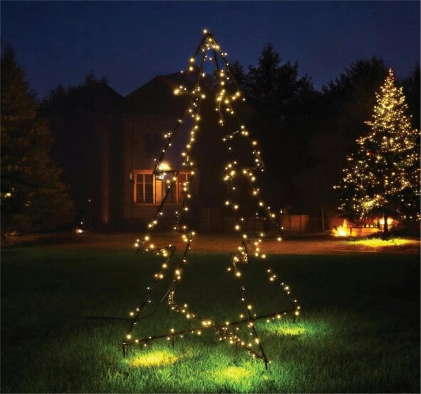 Scotts of Stow Xmas Haus Pre Lit 3D Christmas Tree 15m with 240 Warm White LEDs Black Frame Timer