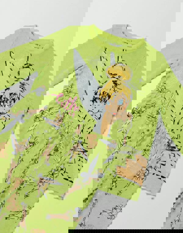 Disney Tinkerbell Girls Green Character Long Sleeve Long Leg Pyjama Set