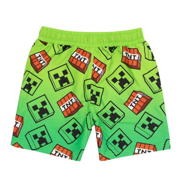 Minecraft Boys Creeper Swim Shorts - Green/Black