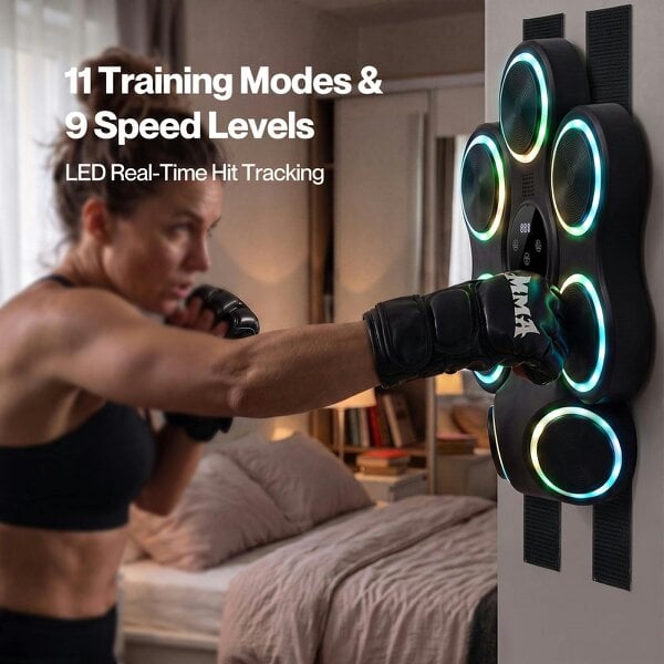 Centra Music Boxing Machine 11 Modes 9 Speeds LED Scoring for Home Gym Black
