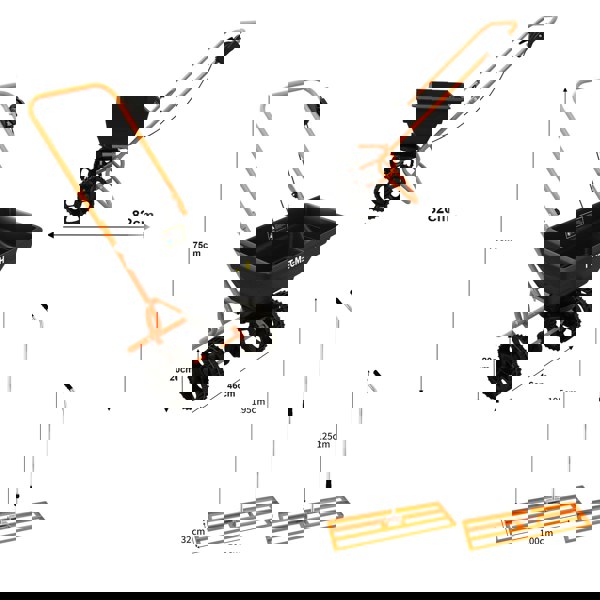 T-mech Rotary Spreader & 100cm Lawn Leveller - Orange