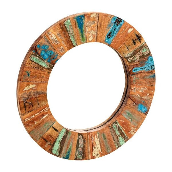 Wyld Haus Seattle Reclaimed Wood Large Round Mirror Frame