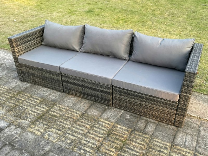 Fimous 3 PC Modular Rattan Garden Furniture Sofa Set Corner Sofa And Armless Sofa