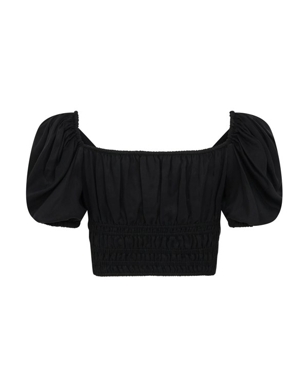 Frolickers Convertible Puff-Sleeve Crop Top - Black