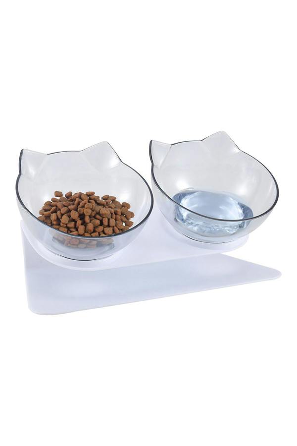 Living and Home 15° Tilted Elevated Feeder with Double Cat Bowls