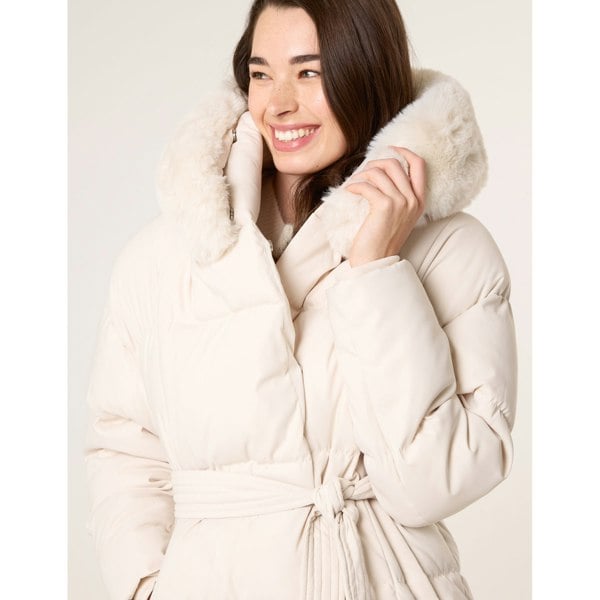 Blue Vanilla Faux Fur Hood Puffer Coat
