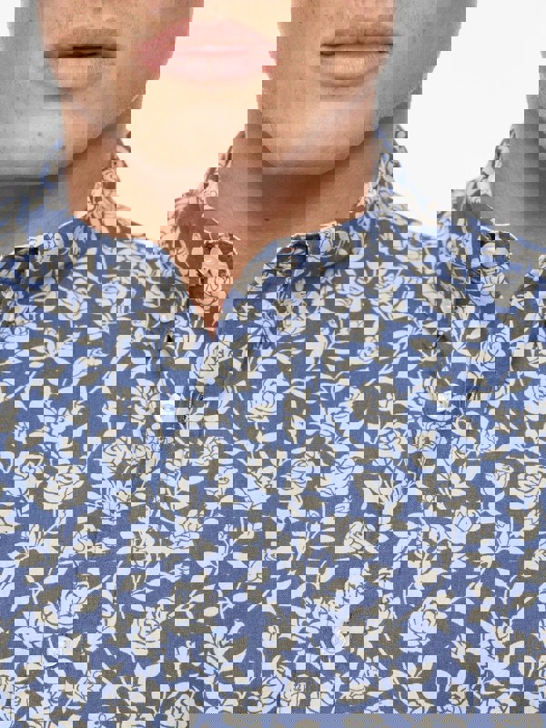 Bewley & Ritch Haltom Short Sleeve Shirt Mid Blue Print