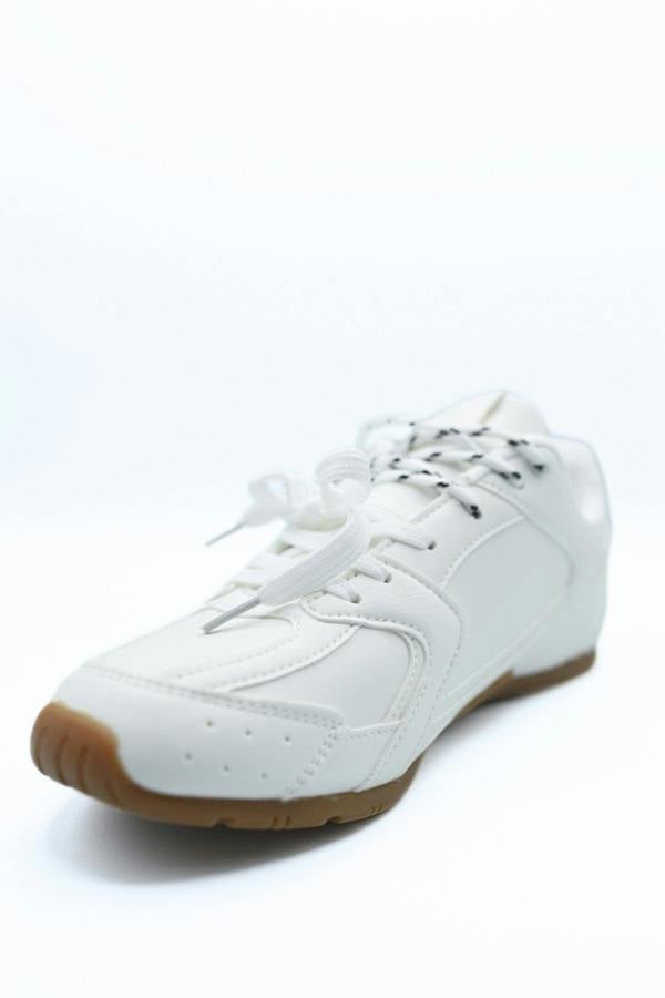 Molly Double Contrast Lace Up Flat Trainers - White
