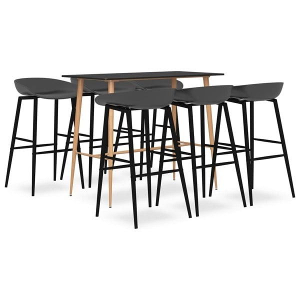 Berkfield 7 Piece Bar Set Black and Grey