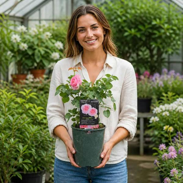 3L Mum In A Million Pink Rose Bush - Beautiful Flowering Plant Gift