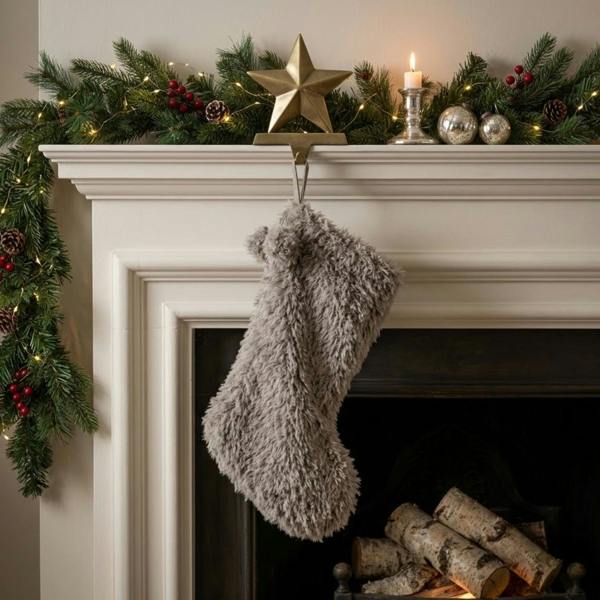 Garden Greatness Natural Faux Fur Christmas Stocking