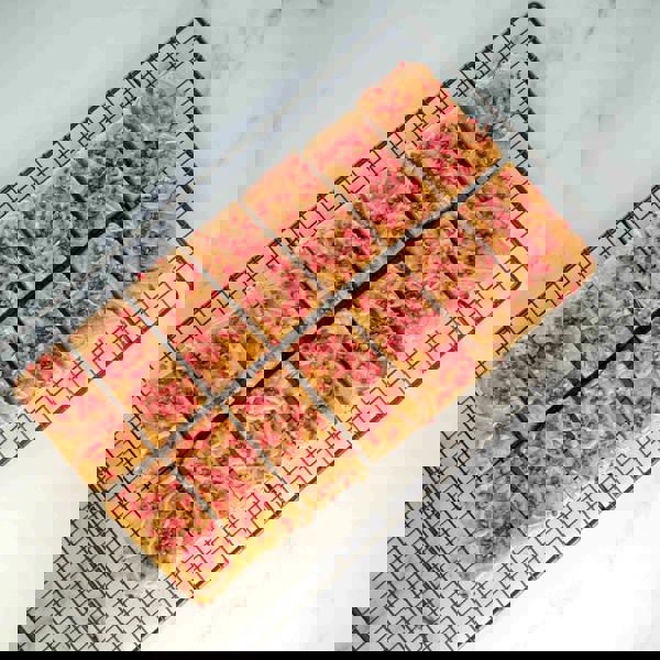 Positive Bakes White Chocolate & Raspberry Blondie Traybake - 14 Slices